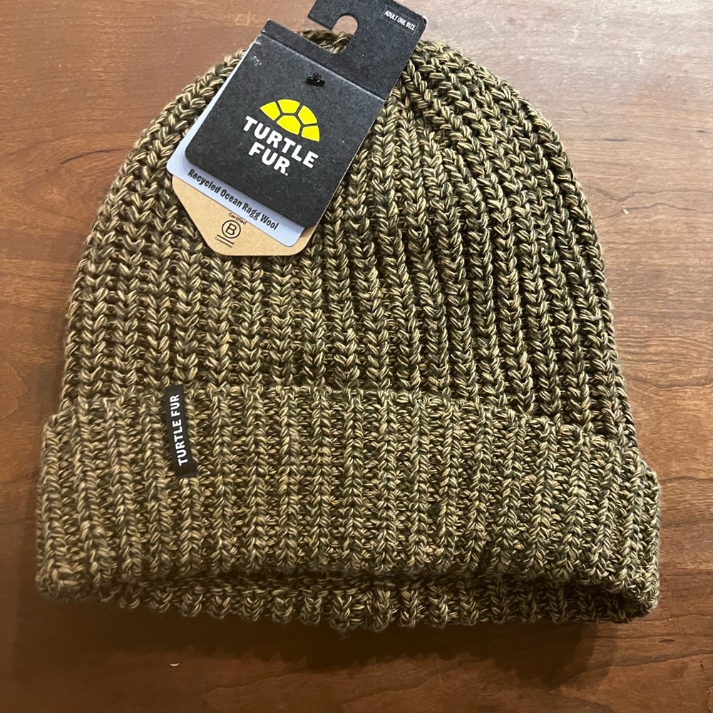 Turtle Fur Wool Olive Tan Knit Beanie NWT Ethan Ocean  Ragg